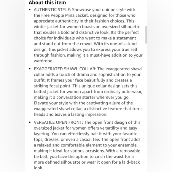 NWOT Free People Wool Look MINA jacket High end Free People Light gray flaw XL - Picture 12 of 13